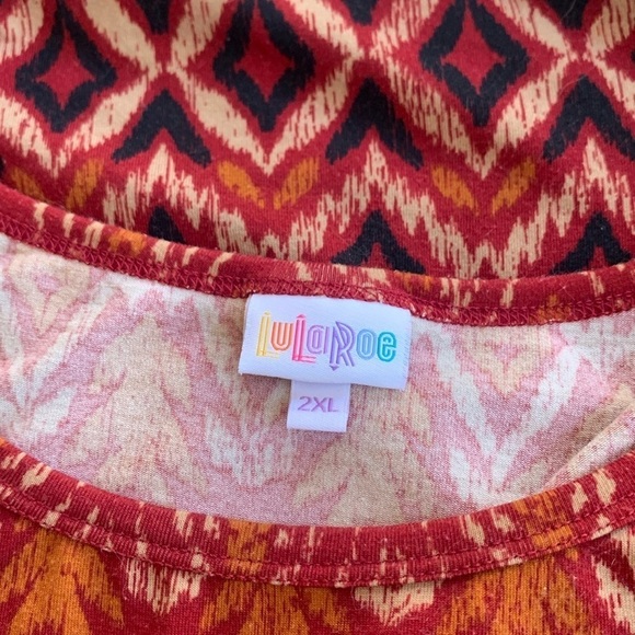 Lularoe Julia Sheath Black Red Batik Dress Size 2XL - Picture 4 of 5